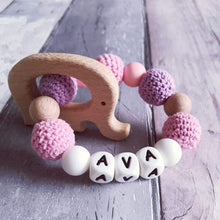 Load image into Gallery viewer, Personalised Elephant Teether - Hopes, Dreams &amp; Jellybeans 
