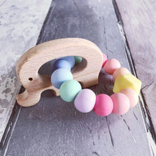 Load image into Gallery viewer, Elephant Mini Teething Ring - Pastel Rainbow - Hopes, Dreams &amp; Jellybeans 
