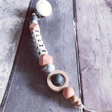 Load image into Gallery viewer, Personalised Dummy Clip with Spinner - Hopes, Dreams &amp; Jellybeans 
