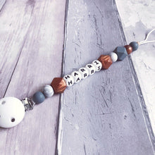Load image into Gallery viewer, Personalised Silicone Dummy Clip - Copper/Grey
