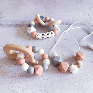 Elephant Mini Teething Ring - Peach - Hopes, Dreams & Jellybeans 