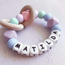 Load image into Gallery viewer, Personalised Silicone Teething Ring - Pastels - Hopes, Dreams &amp; Jellybeans 
