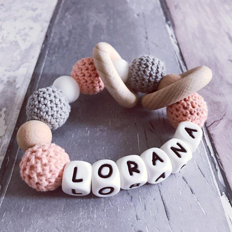 Personalised Crochet Teething Ring - Hopes, Dreams & Jellybeans 