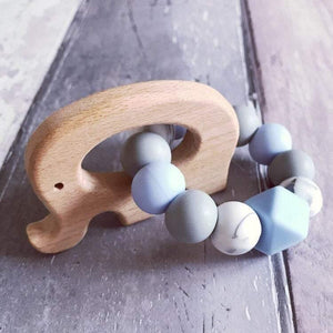 Elephant Mini Teething Ring - Baby blue - Hopes, Dreams & Jellybeans 
