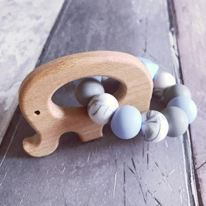 Elephant Mini Teething Ring - Baby blue - Hopes, Dreams & Jellybeans 