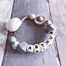Load image into Gallery viewer, Personalised Dummy Clip with Spinner - Hopes, Dreams &amp; Jellybeans 
