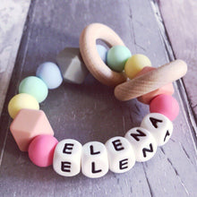 Load image into Gallery viewer, Personalised Pastel Rainbow Silicone Teething Ring
