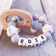 Load image into Gallery viewer, Personalised Elephant Teether - Hopes, Dreams &amp; Jellybeans 
