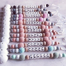 Load image into Gallery viewer, Personalised Crochet Dummy Clip - Mint - Hopes, Dreams &amp; Jellybeans 
