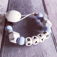 Load image into Gallery viewer, Personalised Silicone Dummy Clip - Baby Blue
