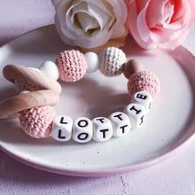 Load image into Gallery viewer, Personalised Crochet Teething Ring - Hopes, Dreams &amp; Jellybeans 
