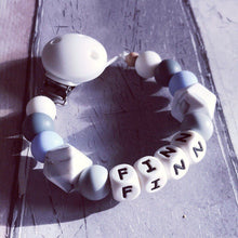 Load image into Gallery viewer, Personalised Silicone Dummy Clip - Baby Blue
