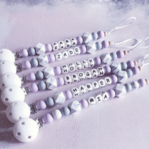 Personalised Silicone Dummy Clip - Lilac