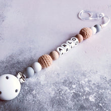 Load image into Gallery viewer, Personalised Crochet Dummy Clip - Oatmeal
