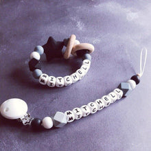 Load image into Gallery viewer, Dummy Clip and Teether Set - Black/Grey - Hopes, Dreams &amp; Jellybeans 

