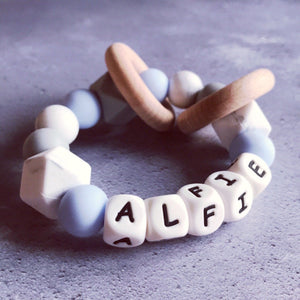 Personalised Blue Hue Silicone Teething Ring