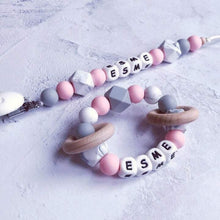 Load image into Gallery viewer, Personalised Silicone Dummy Clip - Pink - Hopes, Dreams &amp; Jellybeans 
