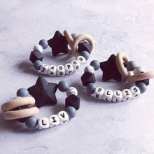 Load image into Gallery viewer, Dummy Clip and Teether Set - Black/Grey - Hopes, Dreams &amp; Jellybeans 
