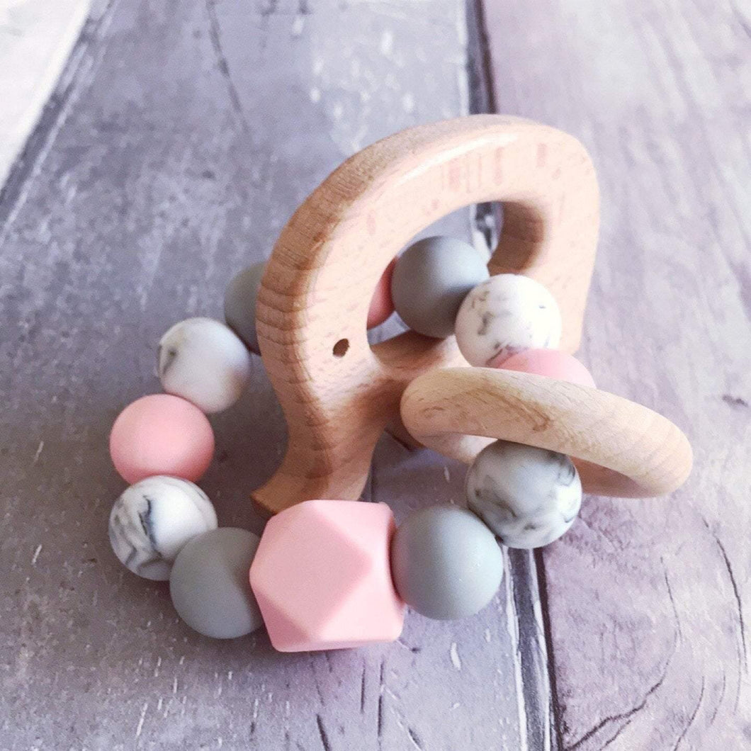 Elephant Mini Teething Ring - Pink - Hopes, Dreams & Jellybeans 