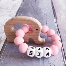 Load image into Gallery viewer, Personalised Silicone Teether with Elephant
