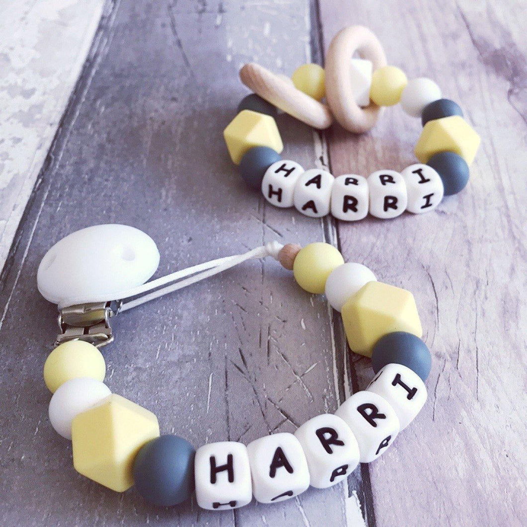 Dummy Clip and Teether Set - Hopes, Dreams & Jellybeans 