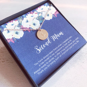 Second Mum Mothers Day Gift, Floral Necklace for Stepmum, Stepmother Gift, Message Card Bonus Mum, Mothers day Gift Second Mum, Floral Gift