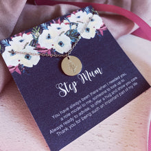 Load image into Gallery viewer, Floral Necklace for Stepmum, Stepmother Gift, Message Card Poem Bonus Mum, Mothers day Gift Second Mum, Floral Necklace, Gold Flower Gift
