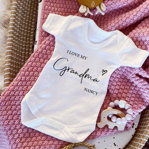 I Love My Nana Baby Vest, Personalised Nana Bodysuit, Babygrow, Newborn Pregnancy Announcement, Going to be a Nana, Nanny Announcement Gift