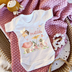 Personalised Fairy Gift for Baby, Fairy Baby Vest Name, Personalised Girls Fairy Outfit for Baby, Fairy Babyshower Gift, Fairy Sleepsuit