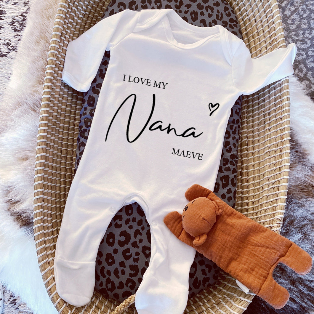 I Love My Nana Baby Vest, Personalised Nana Bodysuit, Babygrow, Newborn Pregnancy Announcement, Going to be a Nana, Nanny Announcement Gift