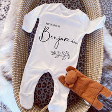 Load image into Gallery viewer, Baby Boy Coming Home Outfit, Newborn Boy Coming Home outfit, Personalized coming home outfit, Personalised Baby Announcement, Baby Name Gift

