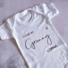 Load image into Gallery viewer, I Love My Granny Baby Vest, Personalised Babygrow, Gran Babygrow, Newborn Pregnancy Announcement Gift, Going to be a Grandmother Gift
