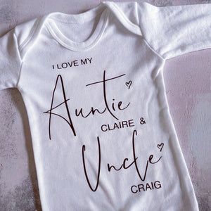 I Love My Auntie Baby Vest, Personalised Babygrow, Aunty Babygrow, Newborn Pregnancy Announcement Gift, Going to be an Auntie, Auntie Gift
