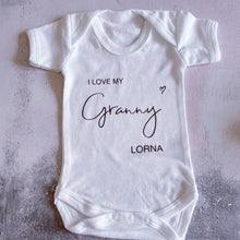 Load image into Gallery viewer, I Love My Granny Baby Vest, Personalised Babygrow, Gran Babygrow, Newborn Pregnancy Announcement Gift, Going to be a Grandmother Gift
