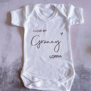 I Love My Granny Baby Vest, Personalised Babygrow, Gran Babygrow, Newborn Pregnancy Announcement Gift, Going to be a Grandmother Gift