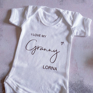 I Love My Granny Baby Vest, Personalised Babygrow, Gran Babygrow, Newborn Pregnancy Announcement Gift, Going to be a Grandmother Gift