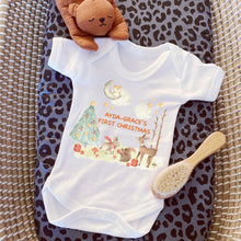 Load image into Gallery viewer, Personalised First Christmas Baby Vest My First Christmas Babygrow Baby&#39;s First Christmas Santa Snowman 1st Christmas Personalised Xmas Gift
