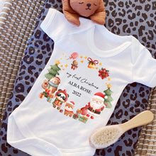 Load image into Gallery viewer, Personalised First Christmas Baby Vest, My first Christmas Babygrow, Baby&#39;s First Christmas, 1st Christmas, Personalised Christmas Eve Box
