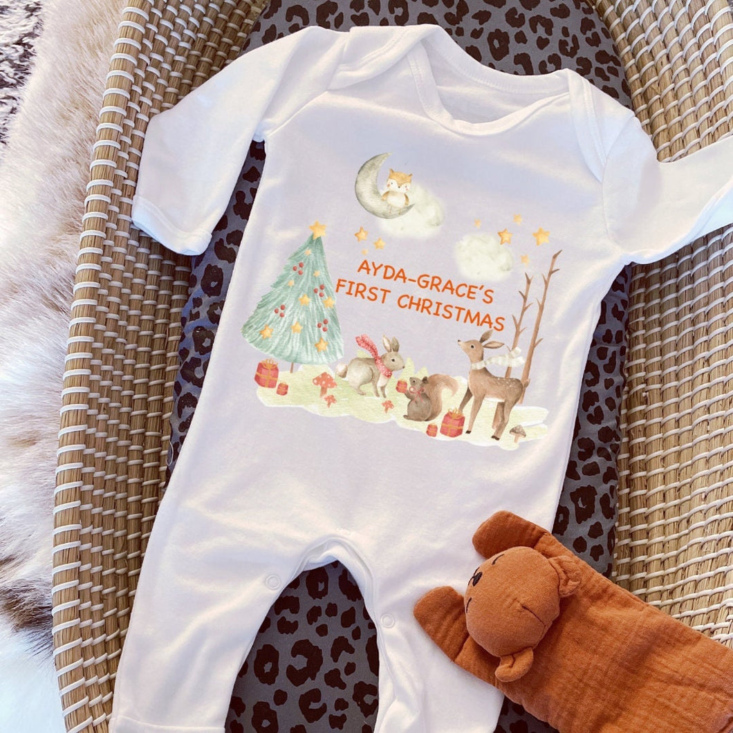 Personalised First Christmas Baby Vest My First Christmas Babygrow Baby's First Christmas Santa Snowman 1st Christmas Personalised Xmas Gift