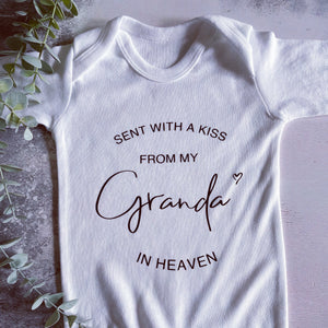Sent With A Kiss From My Grandad In Heaven, I Love My Grandad Baby Vest, Newborn Pregnancy Announcement, Cute Baby Vest Bodysuit Baby Grow