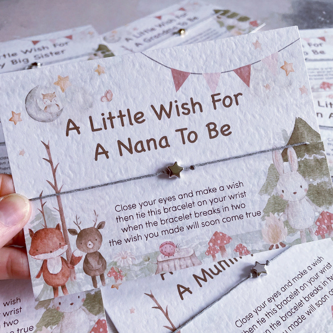 Nana To Be Card, Wish Bracelet Nanna to Be, New Nanny Card, Gift Card For Nan To Be, Pregnancy Reveal, Grandparent Announcement
