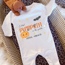 Load image into Gallery viewer, Cutest Pumpkin In The Patch, Baby Vest, My first Halloween Babygrow, Pumpkin Baby Halloween Trick or Treat, Halloween Personalised Outfit
