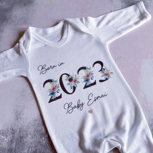 Baby girls born in 2023 babygrow, vest, sleepsuit, baby girls hospital coming home outfit, Newborn Pregnancy Announcement Gift, New Mum Gift