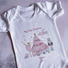 Load image into Gallery viewer, Personalised First Christmas Baby Vest, My first Christmas Babygrow, Pink Nutcracker baby vest, Girls 1st Christmas Personalised Sleepsuit
