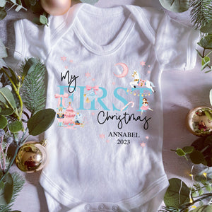 Baby Girls Nutcracker Ballerina, My First Christmas Outfit, 1st Christmas Baby Gift, Personalised Vest, Newborn Xmas Sleepsuit, Babygrow