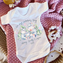 Load image into Gallery viewer, I Love My Daddy Baby Vest, Personalised Safari I love Mummy Babygrow, Valentine&#39;s Family Announcement Gift,  1st Valentines Baby Sleepsuit
