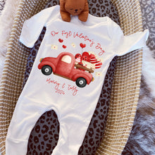 Load image into Gallery viewer, Personalised First Valentine&#39;s Baby Vest, My first Valentine Babygrow, Love Baby&#39;s First I love my Mummy, Daddy Grandad Nana, Mummy and Me
