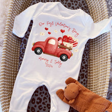 Load image into Gallery viewer, Personalised First Valentine&#39;s Baby Vest, My first Valentine Babygrow, Love Baby&#39;s First I love my Mummy, Daddy Grandad Nana, Mummy and Me
