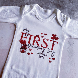 Valentines Day Baby Vest, Personalised Babygrow, My First Valentine Sleepsuit, Babies First Valentine's Day, Ladybird Baby Gift Love Heart