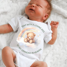 Load image into Gallery viewer, Sent With A Kiss From My Grandad In Heaven, Sibling baby loss, Grandparent Memorial, Baby Funeral Outfit, Miracle Baby, Rainbow Baby vest
